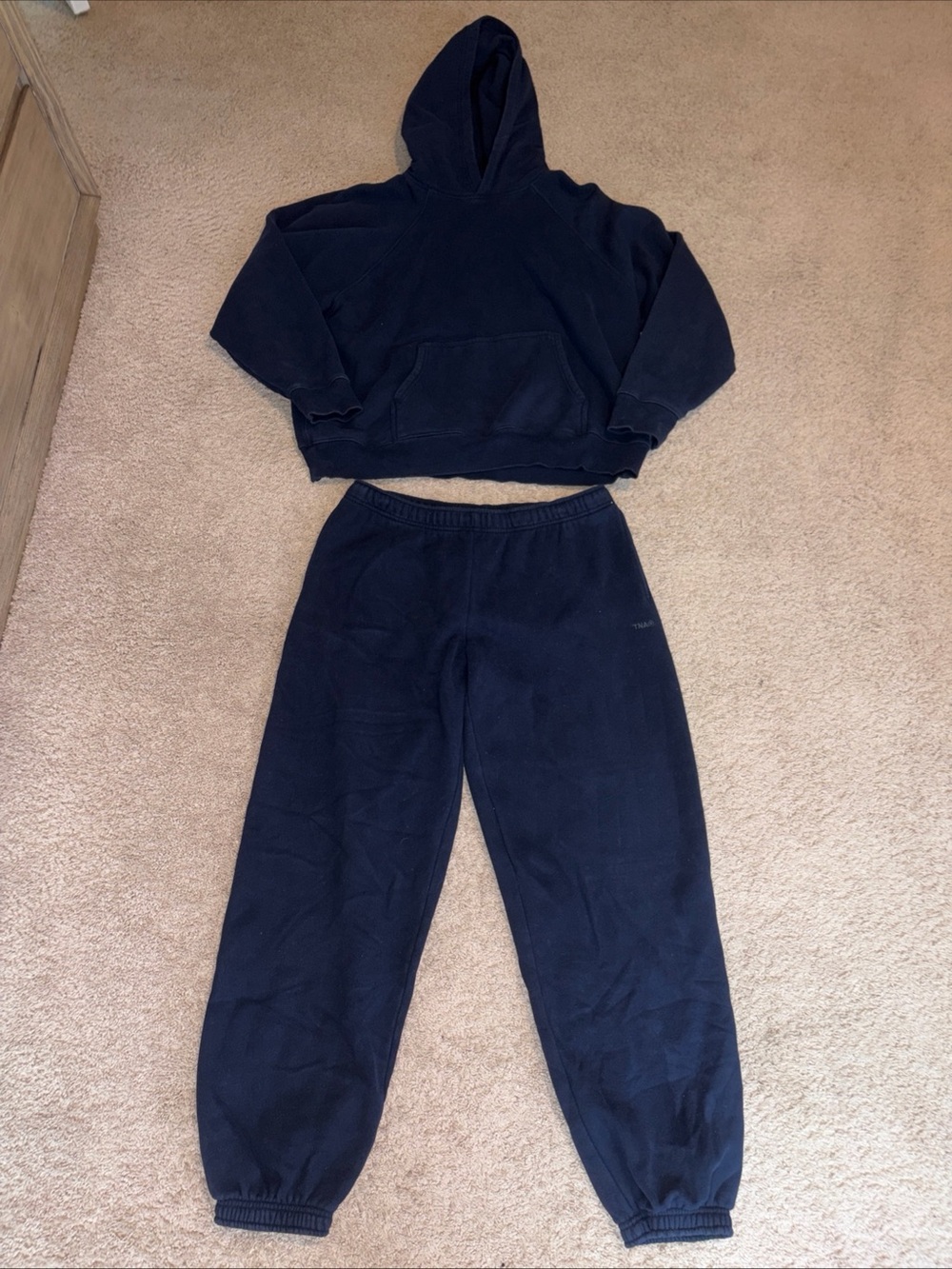 Aritzia Tna Navy Blue Sweatshirt Sweatpants Joggers Sweat Set Size Medium Large